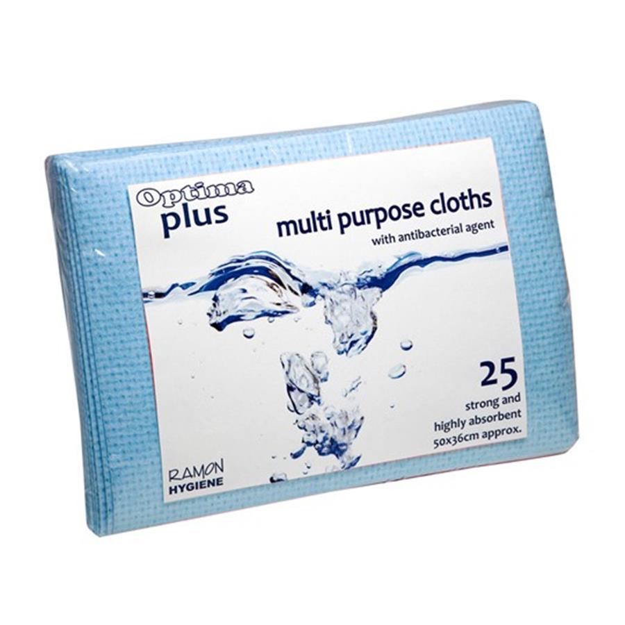 Optima Plus 200 Super Absorbent Cloths - Blue  pack x 25